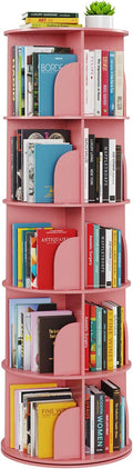 SpaceAid 5 Tier Rotating Bookshelf Tower, Spinning Bookcase Lazy Susan by SpaceAid