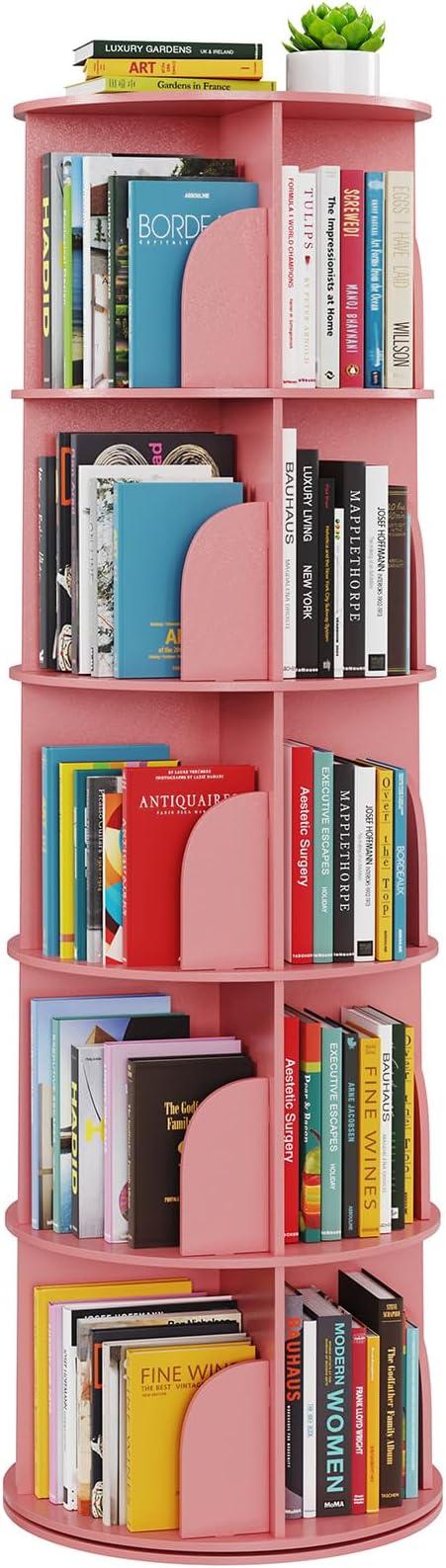 SpaceAid 5 Tier Rotating Bookshelf Tower, Spinning Bookcase Lazy Susan by SpaceAid
