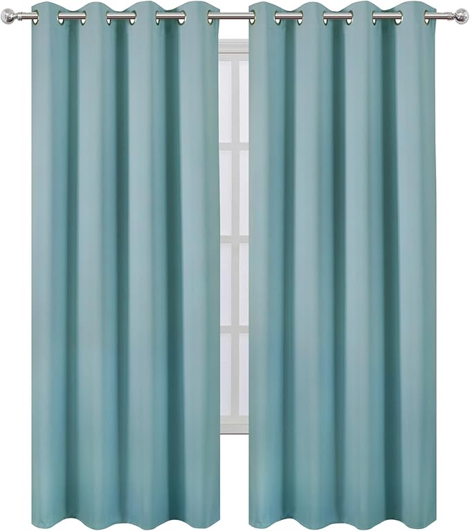 Blackout Curtains 52 x 108 inch/Stone Blue Curtains Set of 2 Panels/Thermal - Image 2