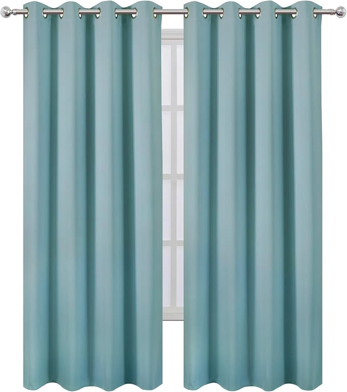Blackout Curtains 52 x 90 inches Long Stone Blue Curtains Set of 2 Panels - Image 2