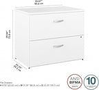 Bush Business Furniture Studio C 2 Drawer Lateral File Cabinet in White - Image 3