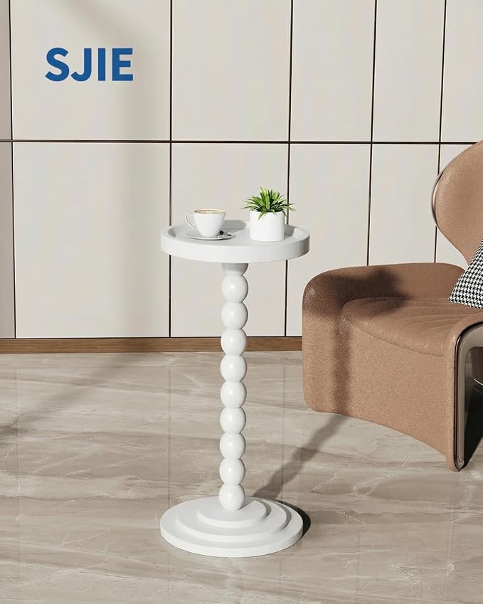 Round Wooden Side Table & Drink Table | Sturdy & Functional Mid-Century Modern - Image 3