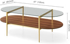 LumFurn X-Large Oval Glass Coffee Table, Mid-Century Modern Design, L47 x W24 x - Image 2