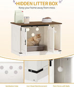Hzuaneri Cat Litter Box Enclosure, Hidden Litter Box Cabinet Furniture - Image 3