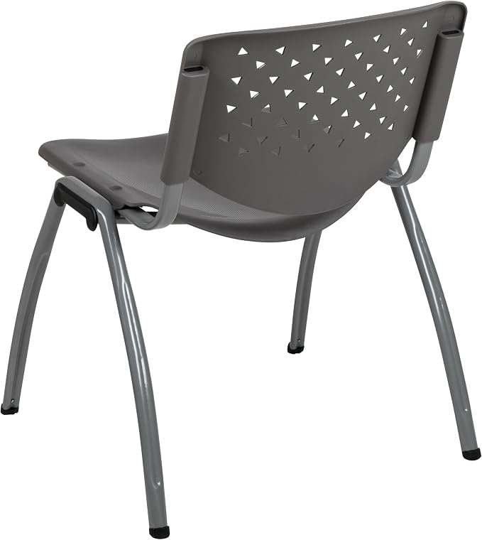 Flash Furniture HERCULES Series 880 lb. Capacity Gray Plastic Stack Chair - Image 8