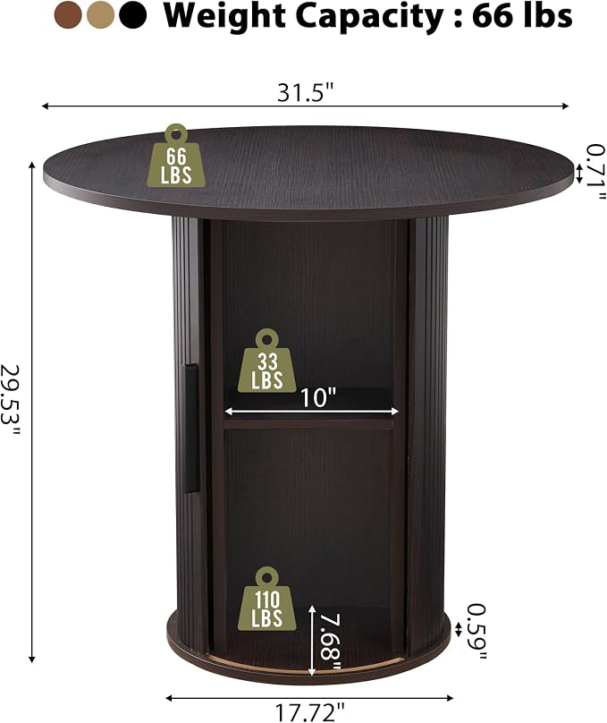 31.5" Round Dining Table for 2-4, Modern Kitchen Table - Image 2