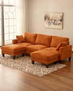 Karl home 99.6" Sectional Sofa, U-Shaped Chenille Upholstered Couch by Karlhome