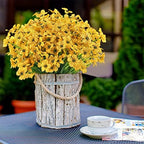 Outdoor Artificial Fake Flowers Plants - 24 Bundles Outside Artificial Violet Plastic Faux Flowers Outdoor Shrubs for Indoor Outside Decor(Yellow) - Image 2