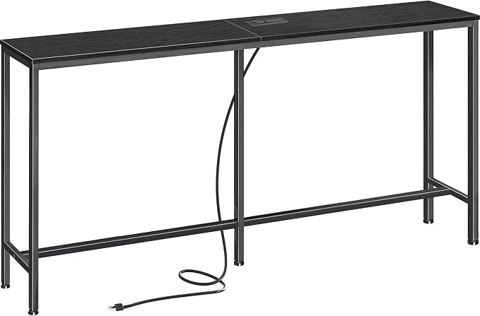 SUPERJARE Console Table with Outlet, 63 Inch Sofa Table with Charging Station by SUPERJARE