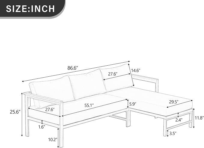VilroCaz Outdoor L-Shaped Sectional Sofa - Image 3