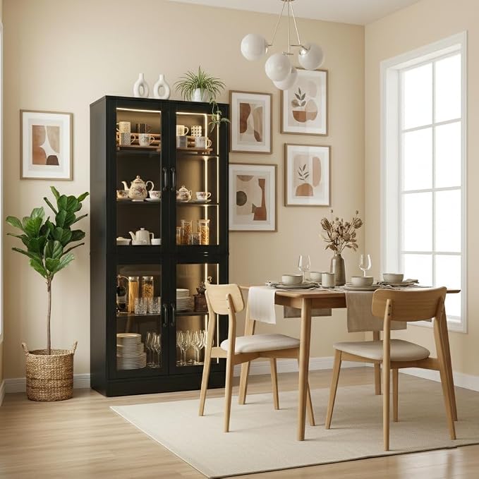 holzart Modern Black 5-Tier Display Cabinet - Image 6