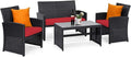 Tangkula Patio Wicker Conversation Furniture Set, Patiojoy Sofa & Table Set w/4 by TANGKULA