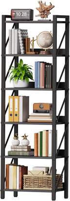 HOOBRO Bookshelf, 6-Tier Industrial Bookcase, Book Shelf Storage Organizer by HOOBRO