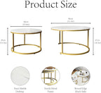 AT-VALY Coffee Table Set of 2 Nesting Tables, Round Sofa Table - Image 3