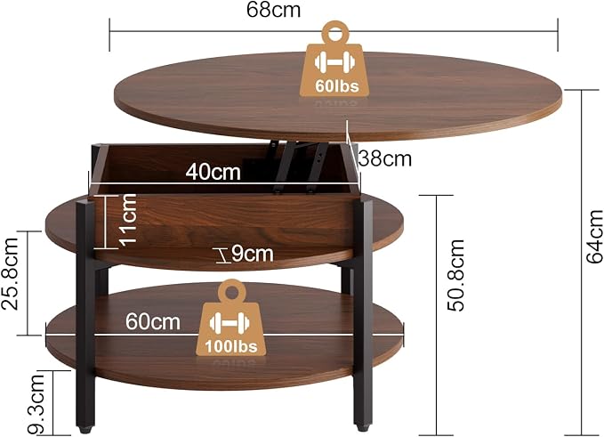 FABATO Round Lift Top Coffee Table - Image 3