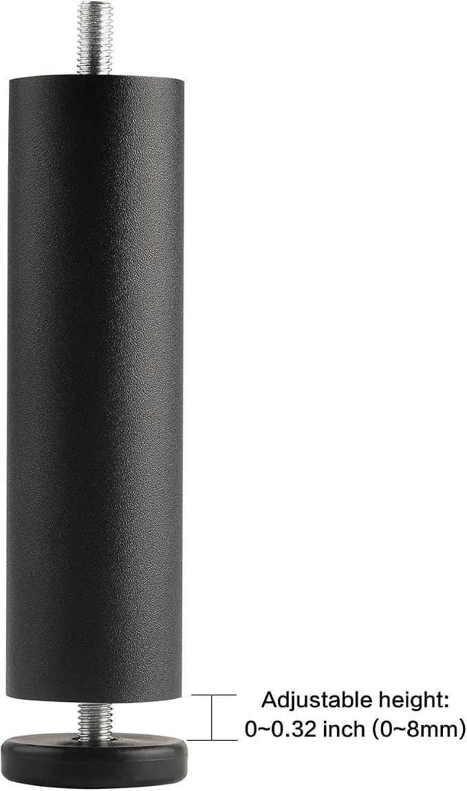 Metal Cylinder Legs for Furniture Set of 4 Pack Black 6 Inch Bed Support Legs - Image 3