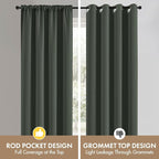 MIULEE Set of 4 Dark Mallard 45 Inch Short Blackout Kitchen Window Curtains | - Image 7