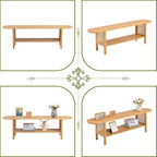 HollyHOME Bamboo TV Stand with Storage - Image 6
