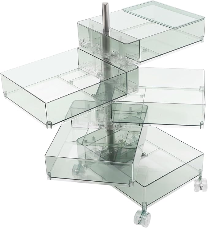 5 Tier Storage Cabinet, 360° Rotating Sofa Side Cabinet, Mobile Bedside Table - Image 9
