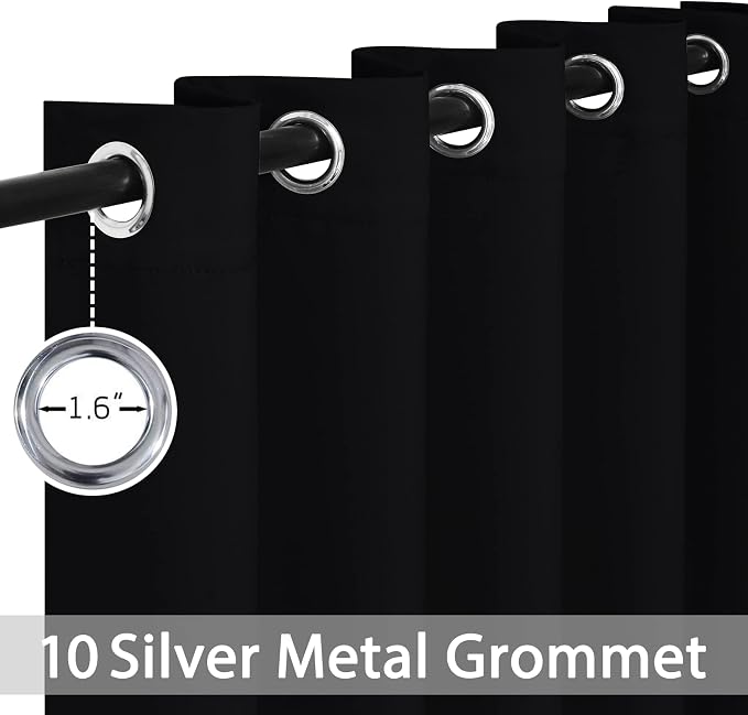 Yakamok Black Room Darkening Curtains 84 inch Sliding Door Drapes | 1 - Image 4