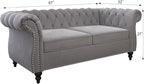 Chesterfield Loveseat Sofa, Modern Velvet Small Sofa Couch 2 Seater - Image 2