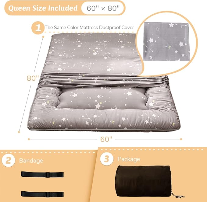 MAXYOYO Grey Constellation Japanese Floor Futon Mattress, Tatami Floor Mat - Image 2