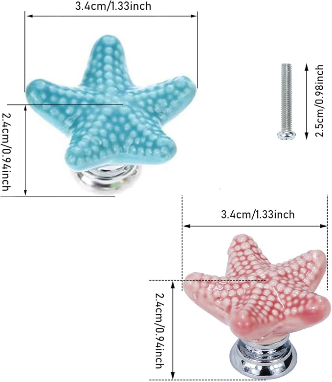 Starfish Drawer Knobs Coastal Kitchen Cabinet Knos Beach Themeb Knob Ceramic - Image 2