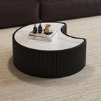 29.53" Marble Coffee Table, Modern Creative Moon Coffee Table - Image 3