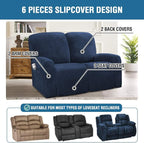 H.VERSAILTEX Velvet Stretch Recliner Couch Covers 6-Pieces Recliner Loveseat - Image 2