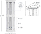 BELLEZE Lighted 3-Side Glass Display Curio Cabinet w/Tempered Glass Doors & - Image 2