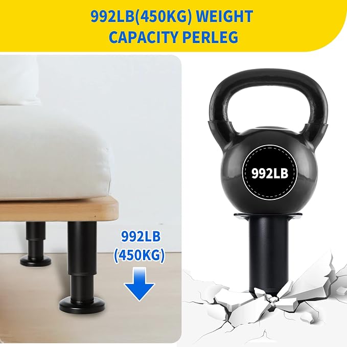 4 Pcs Adjustable Height Furniture Support Legs 3.15-4.72 inch, Metal Heavy Duty - Image 4