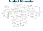 97.5" L Shaped Couch Set Leather, Modular Sectional Couches - Image 2