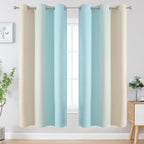 Aqua and Beige Ombre Blackout Curtains - Image 2