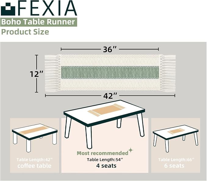 FEXIA Sage Green Table Runner 36 Inches Long - Image 2