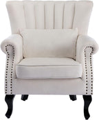 Mid Century Accent Chair Modern Tufted Wingback Armchairs Club Chair Velvet by DMFurniture