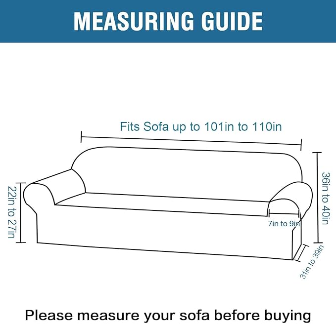 H.VERSAILTEX Stretch Oversized Couch Cover 1 Piece Sofa Slipcovers - Image 2