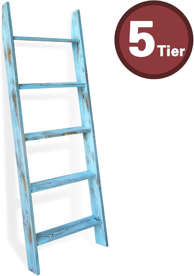 Honest Ladders for Living Room, 5-Tier Blanket Holder, Wall-Leaning Rack - Image 4