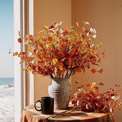 Anna's Whimsy 8 Pcs Artificial Plants Indoor,Thanksgiving Artificial Eucalyptus Stems and Fake Babys Breath Flower Fall Decorations Fall Leaves for Fall Home Decor by AnnasWhimsy
