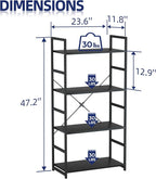 NUMENN 4 Tier Bookshelf, Tall Bookcase Shelf Storage Organizer, Modern Book - Image 3