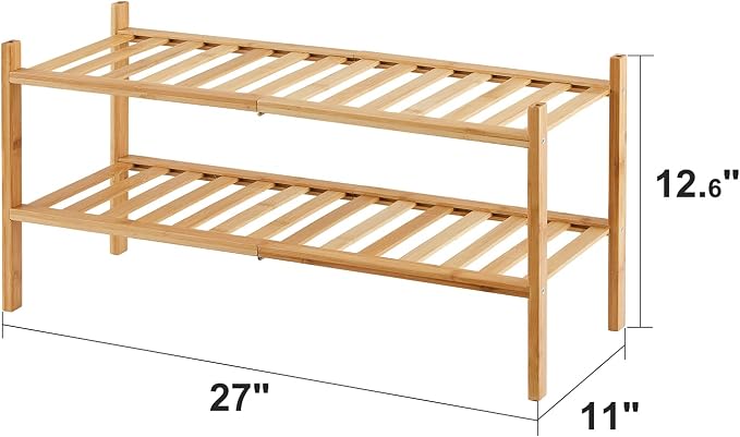 viewcare 2-Tier Bamboo Shoe Rack - Image 3