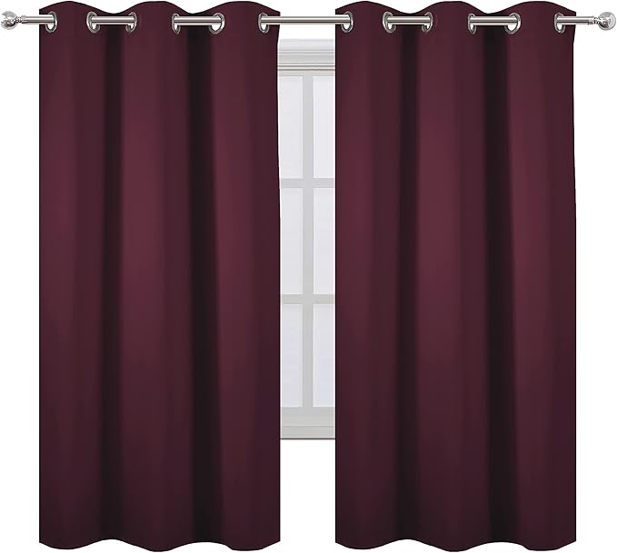 Burgundy Red Thermal Blackout Curtains/38 x 63 Inch/Set of 2 Panels Room - Image 2