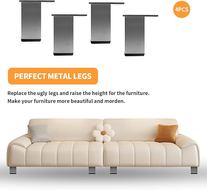4Pcs 3Inch Metal Furniture Legs, Square Metal Cabinet Support Foot - Image 5