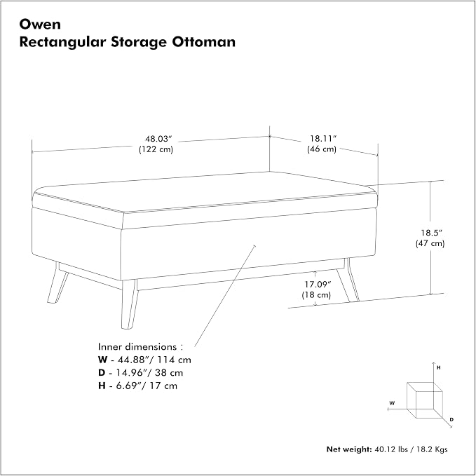 SIMPLIHOME Owen Rectangular Storage Ottoman - Image 3