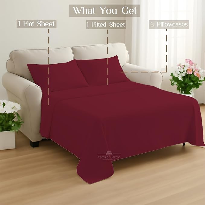 Sleeper Sofa Bed Sheet, 100% Cotton 400 Thread Count, 4 Piece Set, Deep Pocket - Image 9
