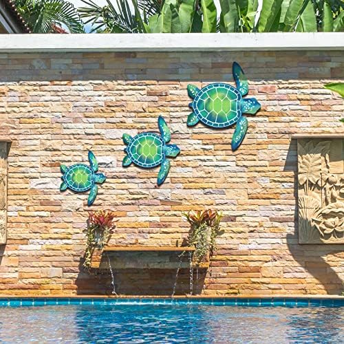 Bucherry 3 Sizes Wooden Sea Turtle Wall Decor Turtle Wall Art,Blue Green - Image 4