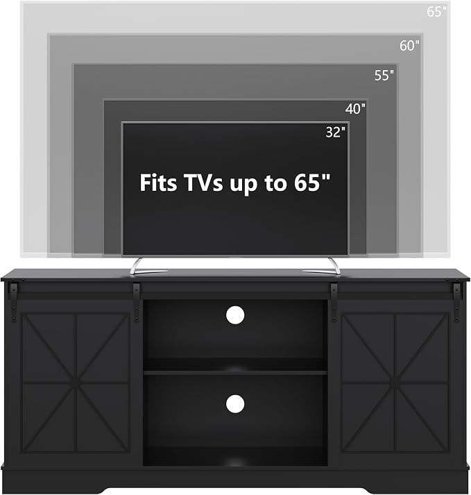 Farmhouse TV Stand for 65/60/55 Inch Tvs, Rustic Entertainment Center - Image 2