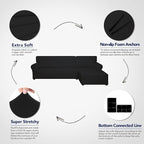 PureFit Stretch Sectional Couch Covers 2 pcs Non Slip L Shape Sofa Cover | - Image 4