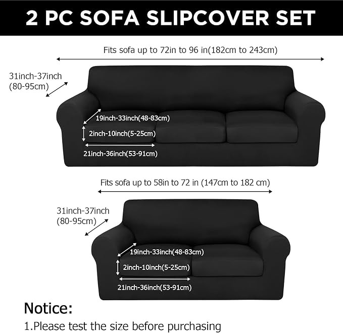 HunnmingRe Sofa Covers for 3 Cushion Couch Stretch Sofa and Loveseat Covers Set - Image 2