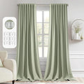 MIULEE Sage Green Back Tab Blackout Curtains 52x96 Inch Long 2 Panels Set | Rod by MIULEE
