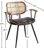 Rattan Dining Room Chairs Set of 2, Mid Century Modern Kitchen Side Chairs - Image 2